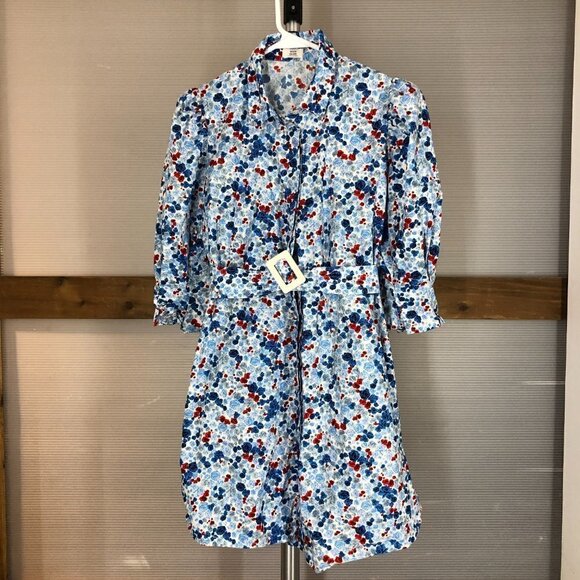 Aritzia Little Moon Sweetie Dress Oak/Porcelaine Blue A-line Puff Slv Mini  Sz 4 - Picture 2 of 16